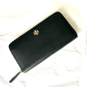 TORY BURCH Marsden Zip Continental, Black Pebble Leather, LIKE NEW!